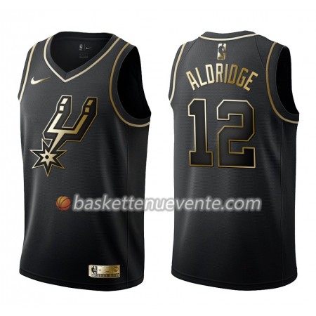 Maillot Basket San Antonio Spurs LaMarcus Aldridge 12 Nike Noir Gold Edition Swingman - Homme